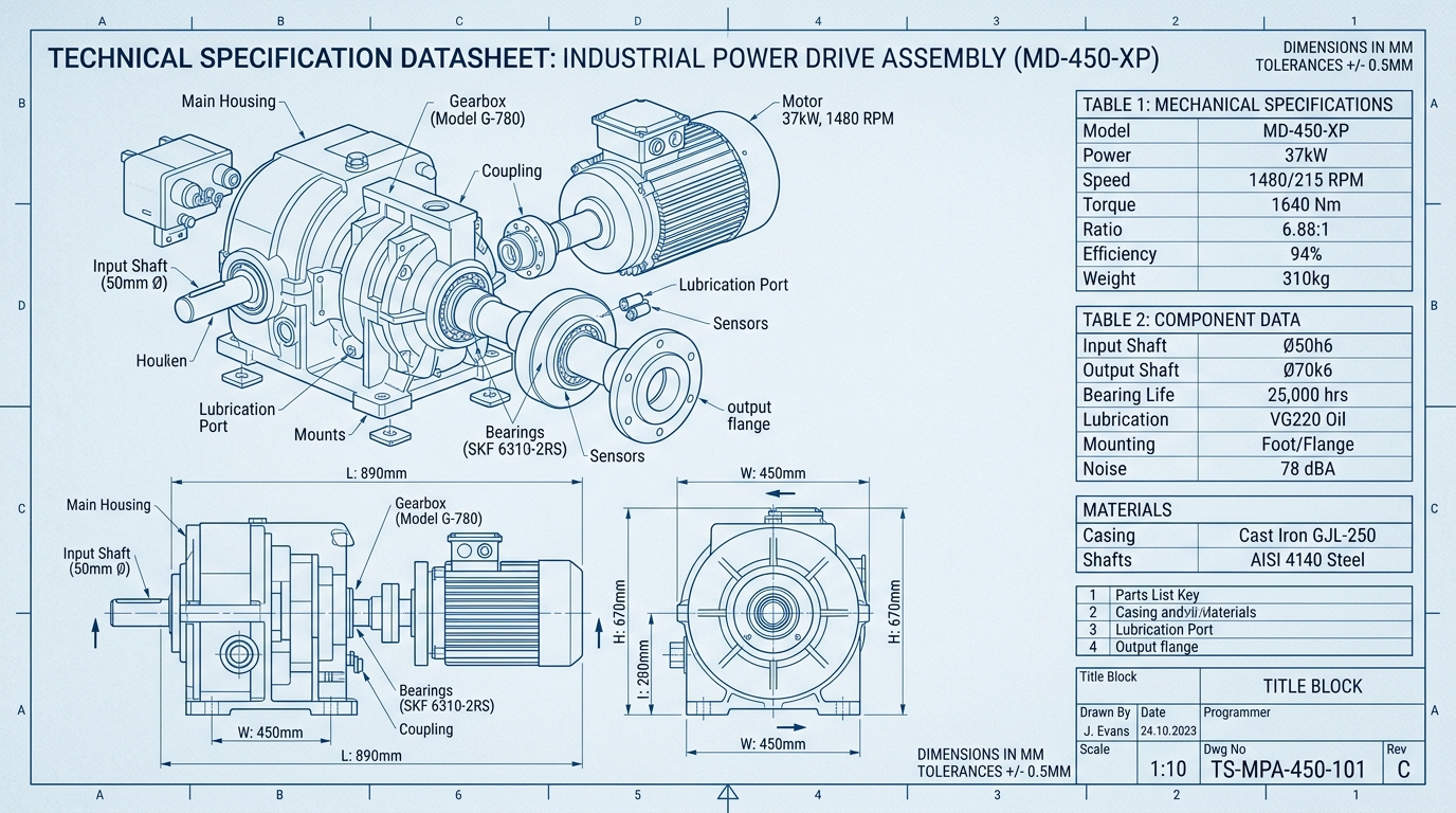 Standardize Datasheets technical specification diagram